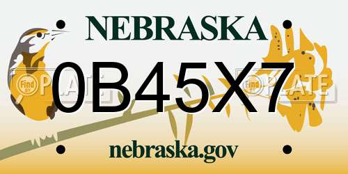 0B45X7 Nebraska License Plate