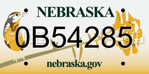 0B54285 Nebraska License Plate