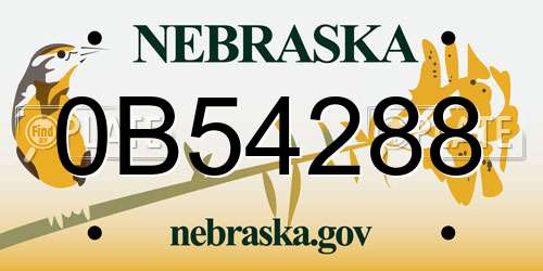 0B54288 Nebraska License Plate