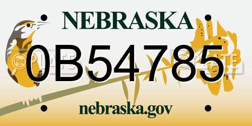 0B54785 Nebraska License Plate