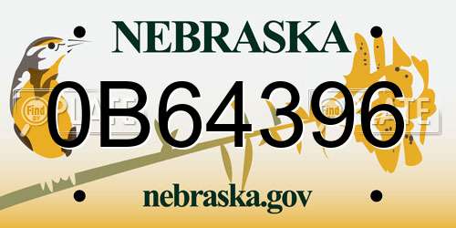 0B64396 Nebraska License Plate