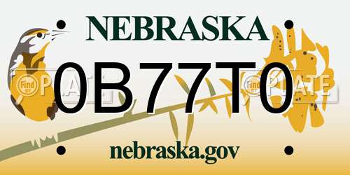 0B77T0 Nebraska License Plate