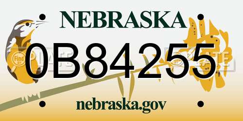 0B84255 Nebraska License Plate
