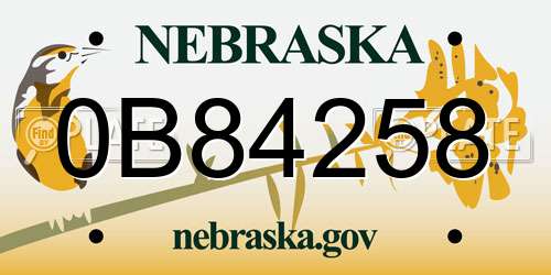 0B84258 Nebraska License Plate