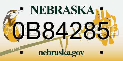 0B84285 Nebraska License Plate