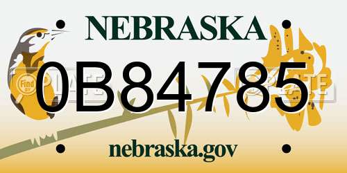 0B84785 Nebraska License Plate