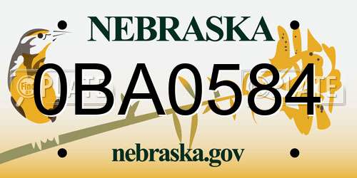 0BA0584 Nebraska License Plate