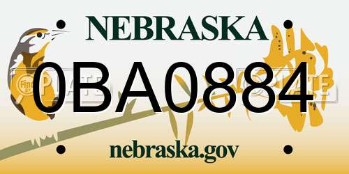 0BA0884 Nebraska License Plate