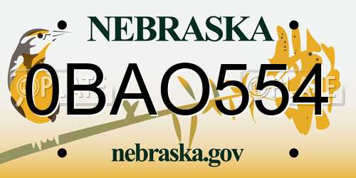 0BAO554 Nebraska License Plate