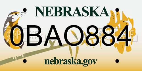 0BAO884 Nebraska License Plate