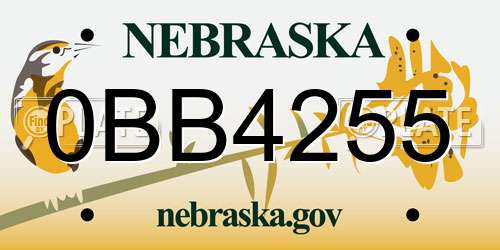 0BB4255 Nebraska License Plate