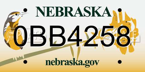 0BB4258 Nebraska License Plate