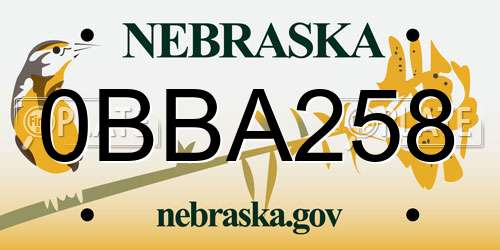0BBA258 Nebraska License Plate