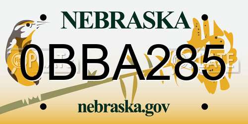0BBA285 Nebraska License Plate