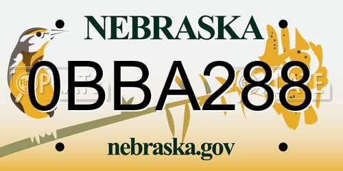 0BBA288 Nebraska License Plate
