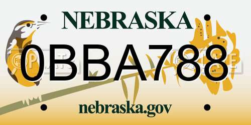 0BBA788 Nebraska License Plate