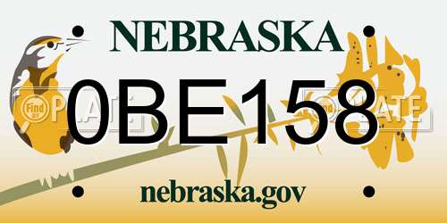 0BE158 Nebraska License Plate
