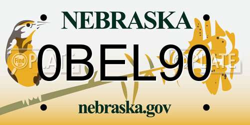 0BEL90 Nebraska License Plate