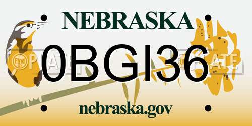 0BGI36 Nebraska License Plate