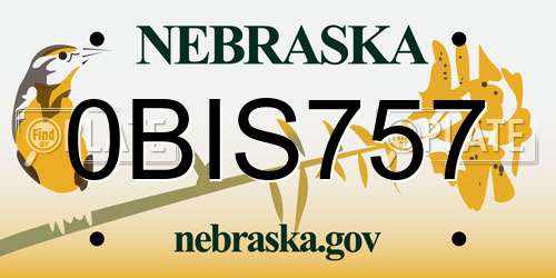 0BIS757 Nebraska License Plate