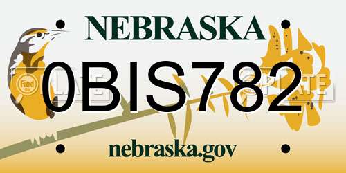 0BIS782 Nebraska License Plate