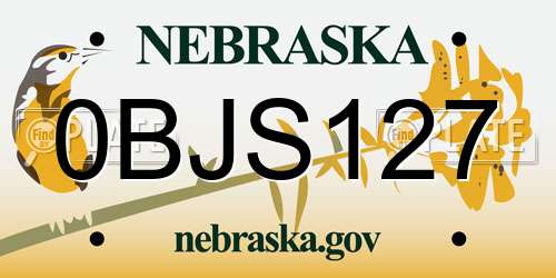 0BJS127 Nebraska License Plate