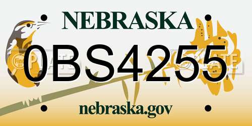 0BS4255 Nebraska License Plate