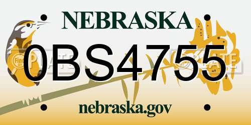 0BS4755 Nebraska License Plate