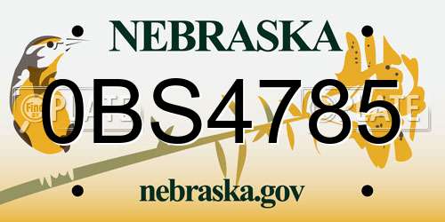 0BS4785 Nebraska License Plate