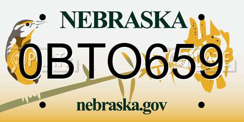 0BTO659 Nebraska License Plate