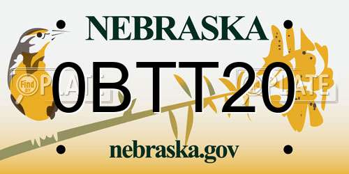 0BTT20 Nebraska License Plate