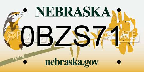 0BZS71 Nebraska License Plate