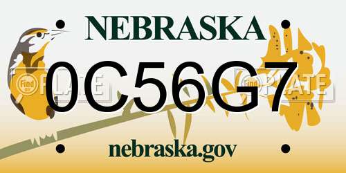 0C56G7 Nebraska License Plate
