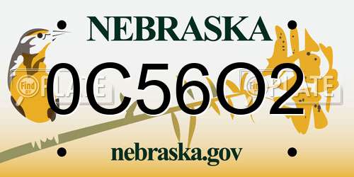 0C56O2 Nebraska License Plate