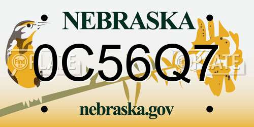 0C56Q7 Nebraska License Plate
