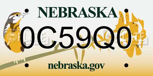 0C59Q0 Nebraska License Plate