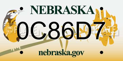 0C86D7 Nebraska License Plate