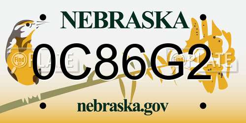 0C86G2 Nebraska License Plate