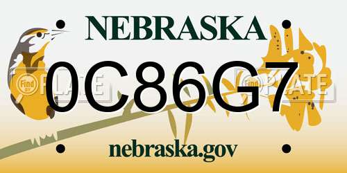 0C86G7 Nebraska License Plate
