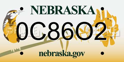 0C86O2 Nebraska License Plate