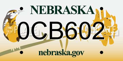 0CB602 Nebraska License Plate