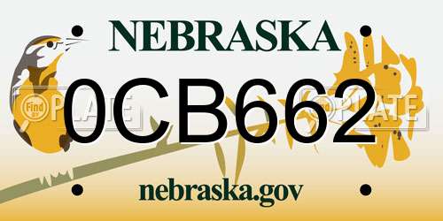 0CB662 Nebraska License Plate