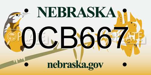 0CB667 Nebraska License Plate