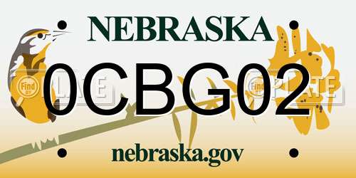 0CBG02 Nebraska License Plate