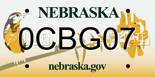 0CBG07 Nebraska License Plate