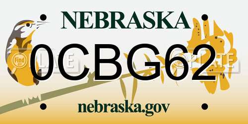 0CBG62 Nebraska License Plate