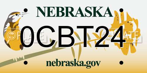 0CBT24 Nebraska License Plate
