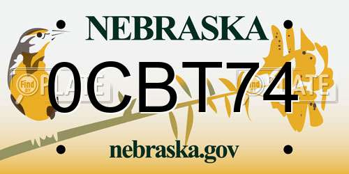 0CBT74 Nebraska License Plate