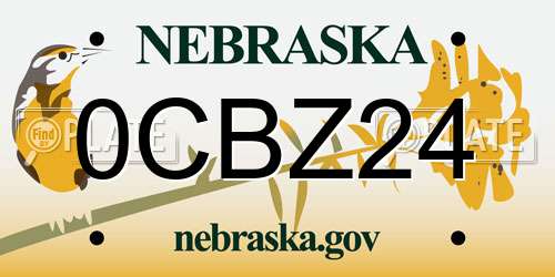 0CBZ24 Nebraska License Plate