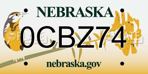 0CBZ74 Nebraska License Plate